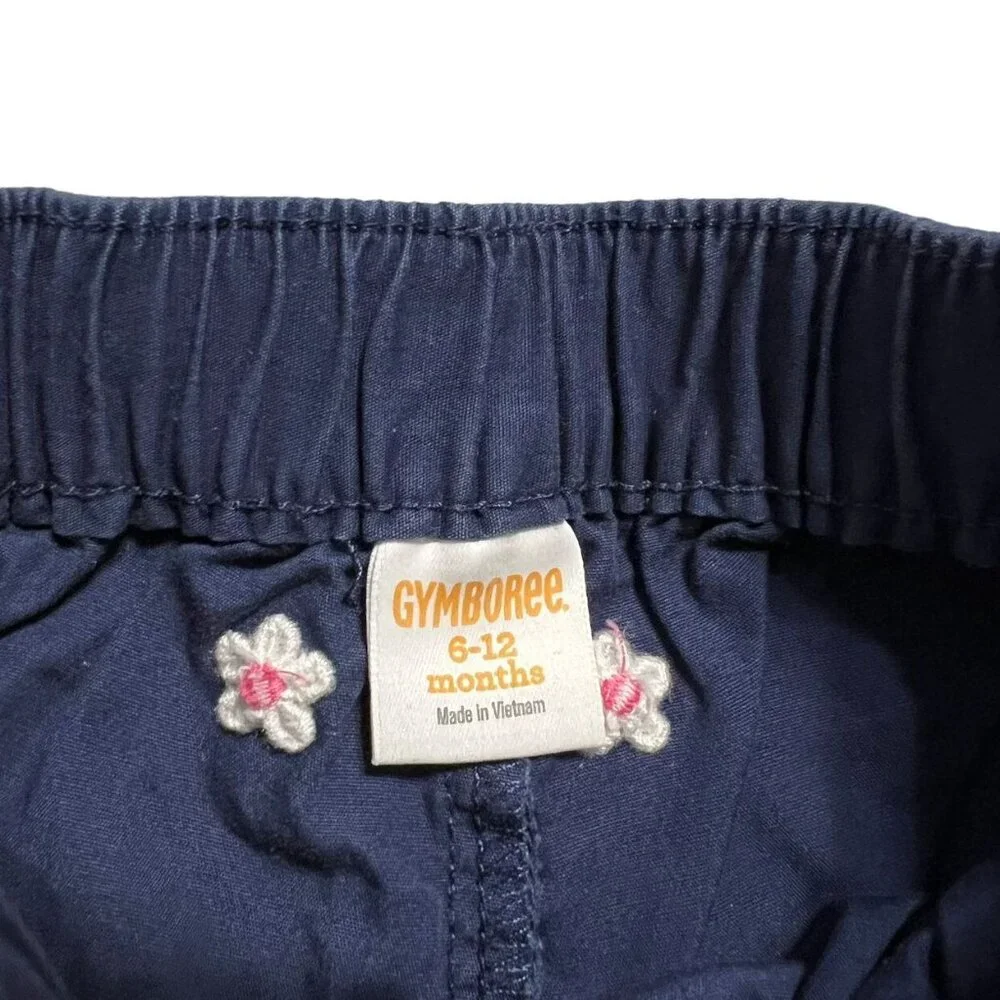 Gymboree 6-12m Navy Embroidered Flowers Bubble Shorts